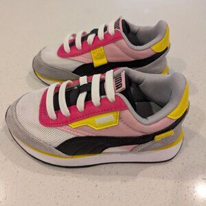 Toddler Puma Future Rider Splash Kids Trainers Sneaker, Size 11, White/pink